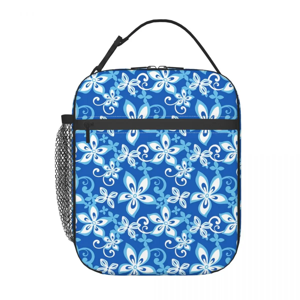 

Tropical Floral Lunch Bag Blue Hawaii School Lunch Box For Men Vintage Print Thermal Tote Handbags Oxford Portable Cooler Bag