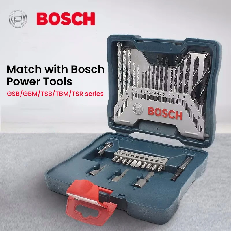 

Сверла Bosch, 33 шт., Набор бит для отвертки, смешанный набор, 2-8 мм высокоскоростные стальные сверла, отвертка, набор головок для дерева/металла/камня