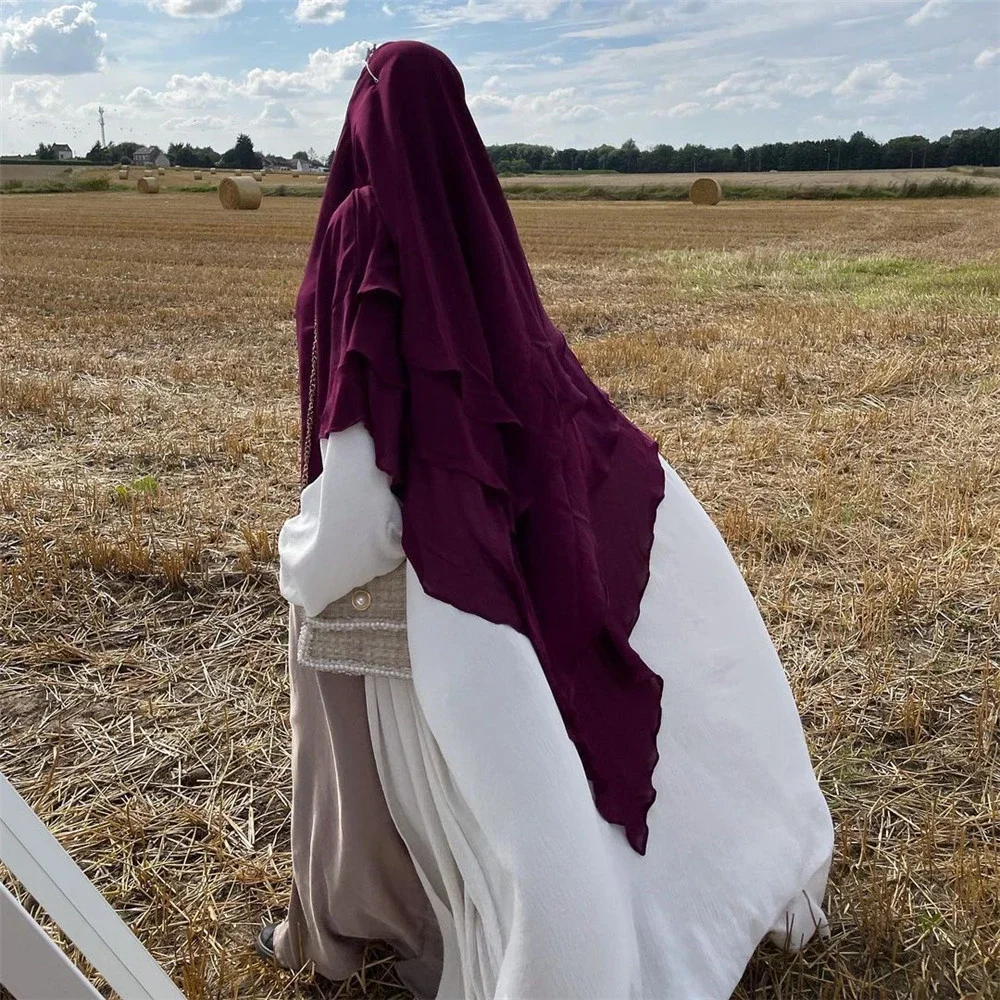 

Khimar Hijab Scarf 3 Layers Islamic Clothing Women Muslim Headcover Prayer Garment Headdress Dubai Saudi Turkey Indonesia