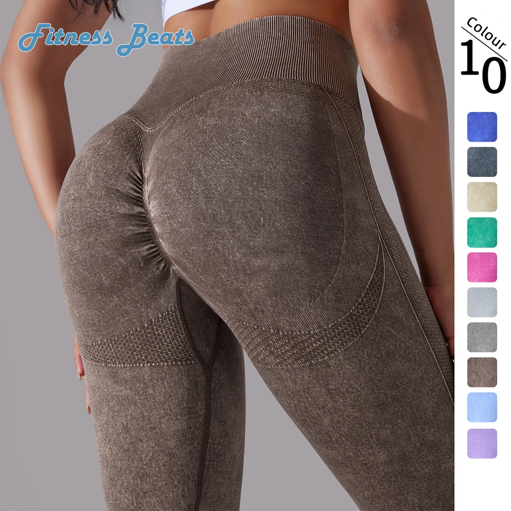 

Seamless High Waist Tight Fitting Peach Hip Lifting Yoga Pants Sports Running Gym Fitness Cropped High Stretchy Leggings Woman