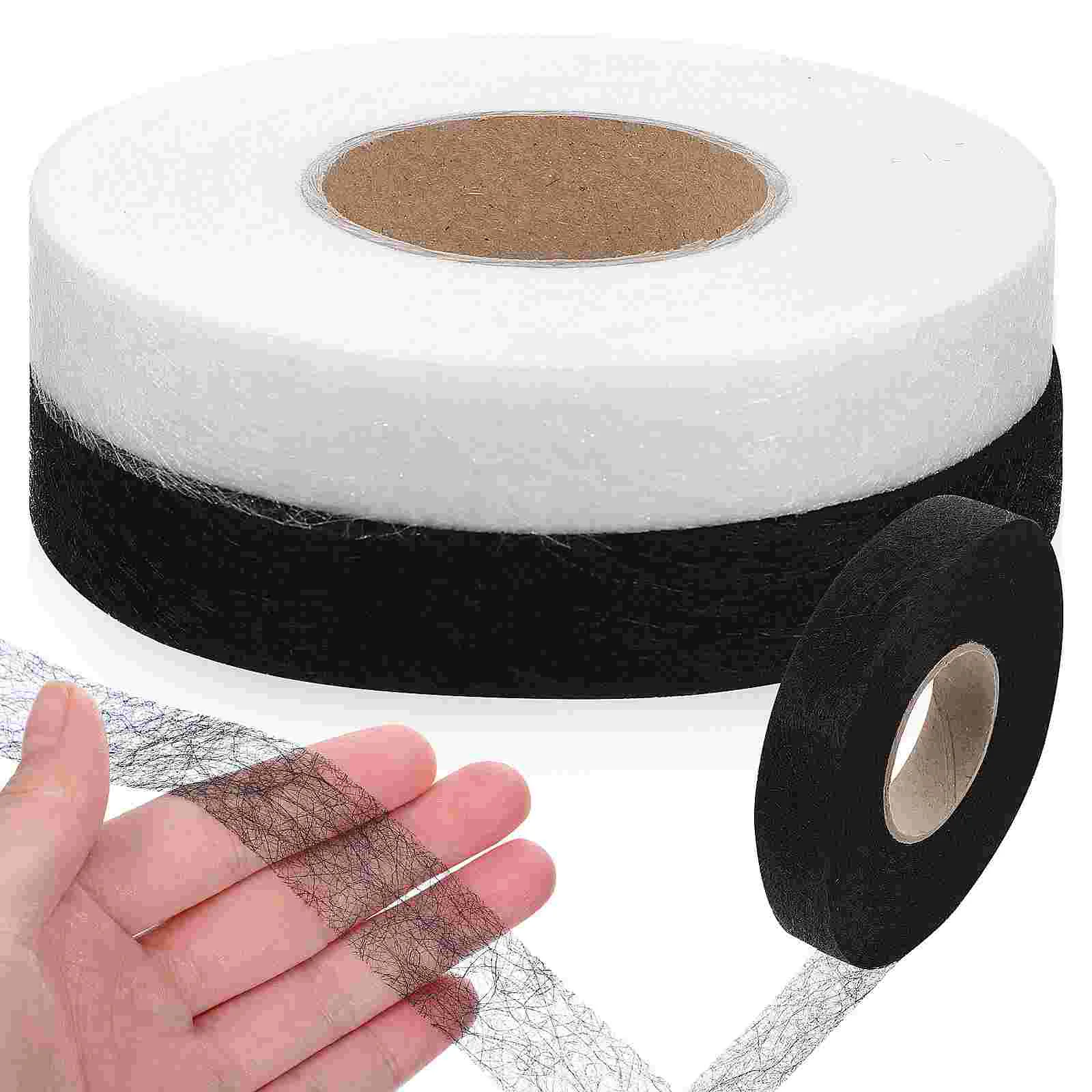 

2 Rolls Iron Hem Tape Double Sided Adhesive Tapes Fabric for Hemming Non-woven Curtains