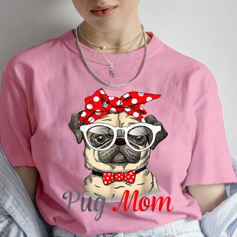 

Pug Mom Print T-Shirt Women'S Clothing Funny Cartoon Tee Tshirt Femme Dog Lover T Shirt Female Harajuku Tee Shirt Streetwear Y2k