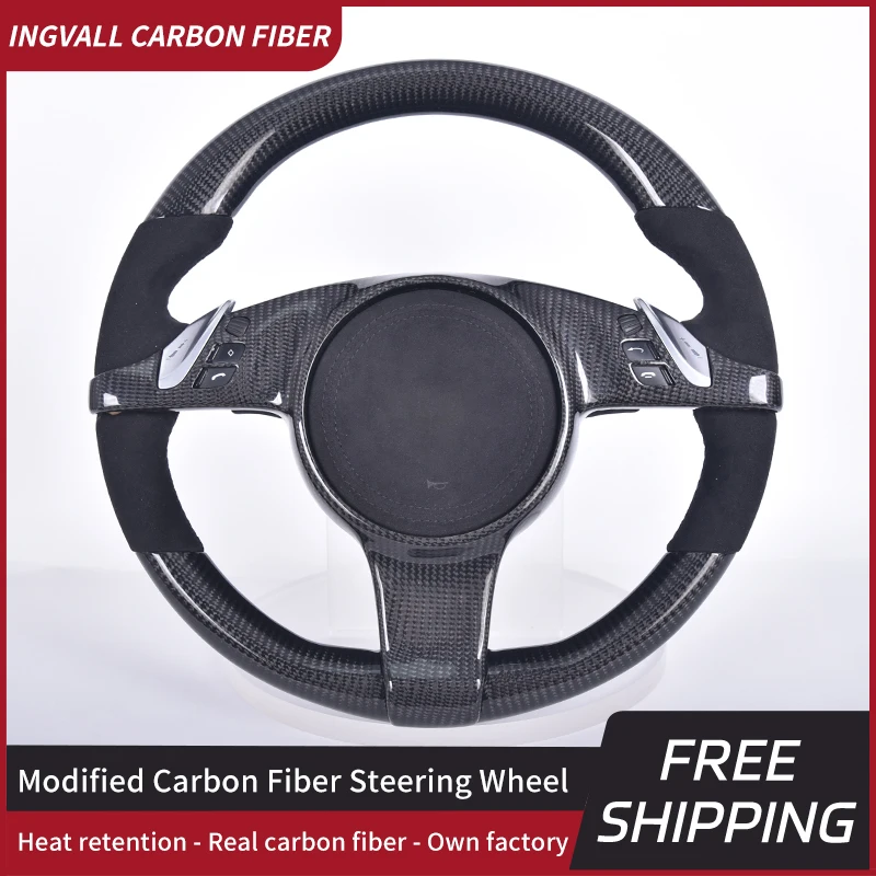 

Carbon Fiber Steering Wheel For Porsche Cayenne Macan 997 Panamera 911 958 970 Taycan 996 981 971 991 986 Leather