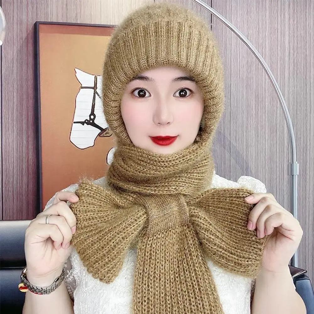 Knitted Integrated Cap Scarf Winter Thickening Warm Ear Protection Cap Casual Windproof Beanie Hat Scarf Women
Knitted Integrated Cap Scarf Winter Thickening Warm Ear Protection Cap Casual Windproof Beanie Hat Scarf Women