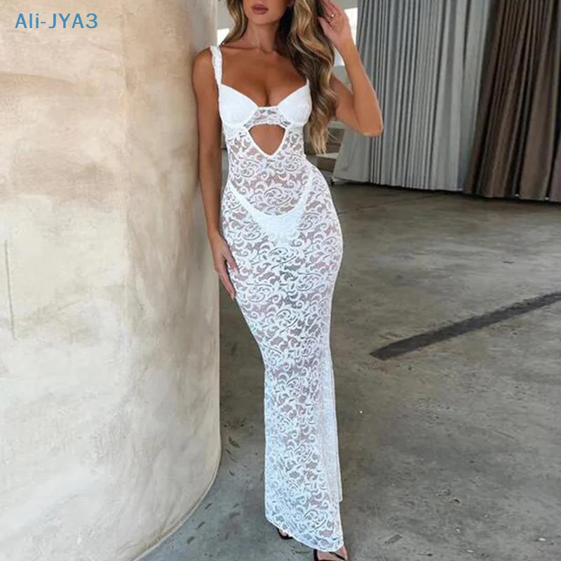 White Lace Slim Bodycon Dresses For Women Spaghetti Strap 2024 Summer Maxi Backless Party Holidays Prom
White Lace Slim Bodycon Dresses For Women Spaghetti Strap 2024 Summer Maxi Backless Party Holidays Prom
