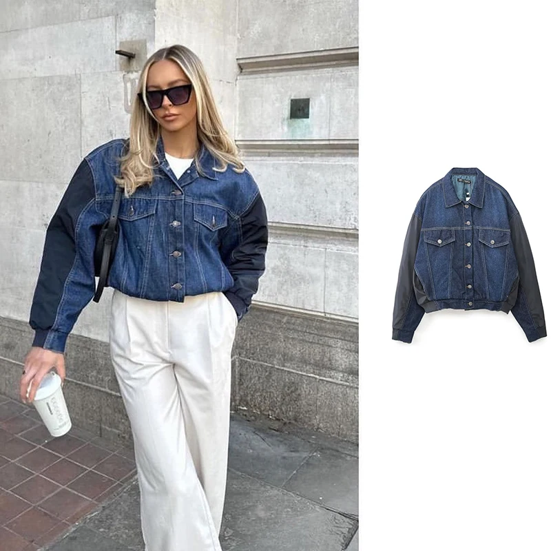 Jyate Spring Autumn 2023 New Women's Streetwear Splice Denim Pilot Jacket Single Breasted Vintage Casual Loose Coat Fashion
Jyate Spring Autumn 2023 New Women's Streetwear Splice Denim Pilot Jacket Single Breasted Vintage Casual Loose Coat Fashion