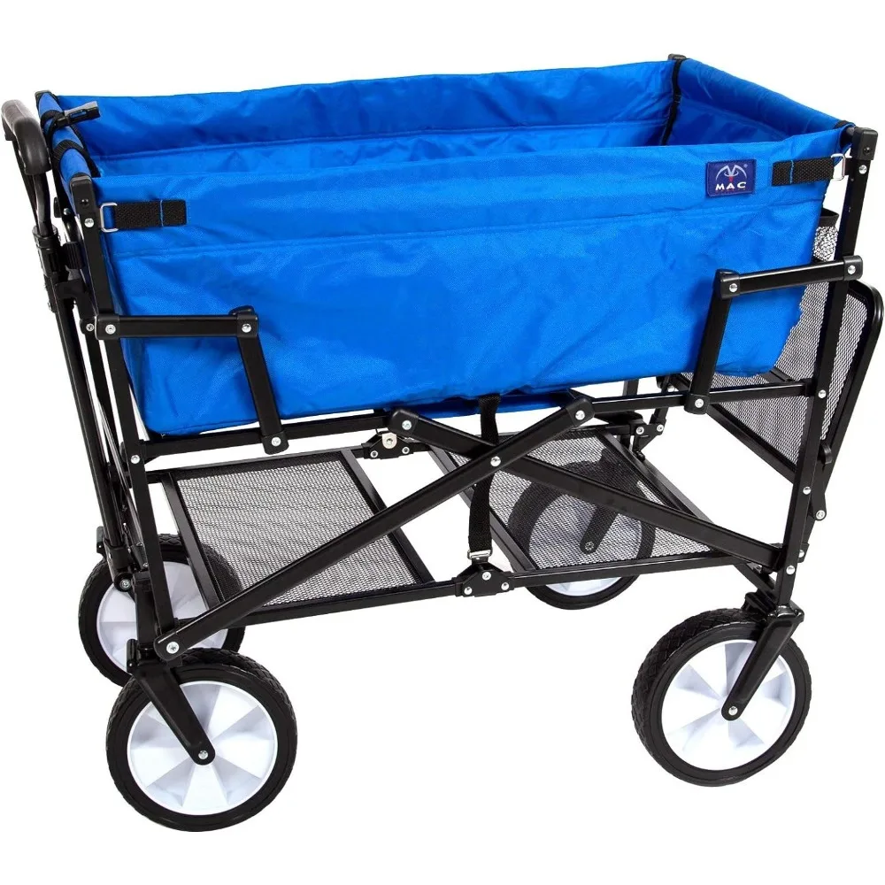 

MacSports Double Decker Wagons Carts Heavy Duty Foldable Outdoor Collapsible Cart Portable Lightweight Utility Cart, All Terrain