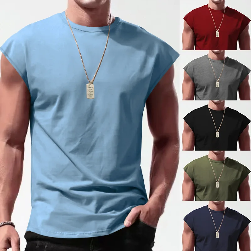 Sleeveless T-shirt for Men's New Summer Casual Sports Loose Fitting Men's Short Sleeved Bottom Shirt for Men
Sleeveless T-shirt for Men's New Summer Casual Sports Loose Fitting Men's Short Sleeved Bottom Shirt for Men