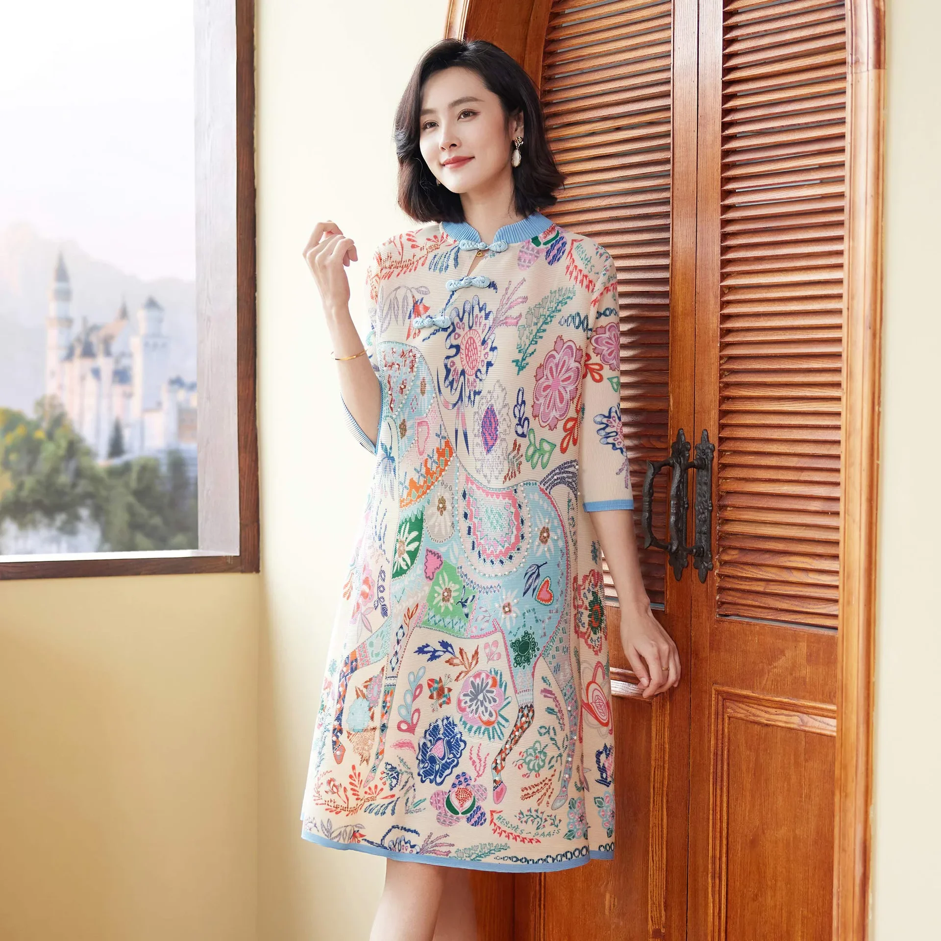 Miyake Pleated Dress Women's 2024 Spring New Fashion Printed Stand Collar Mid-sleeve Loose Large Size Elegant Mid-length Skirt
Miyake Pleated Dress Women's 2024 Spring New Fashion Printed Stand Collar Mid-sleeve Loose Large Size Elegant Mid-length Skirt