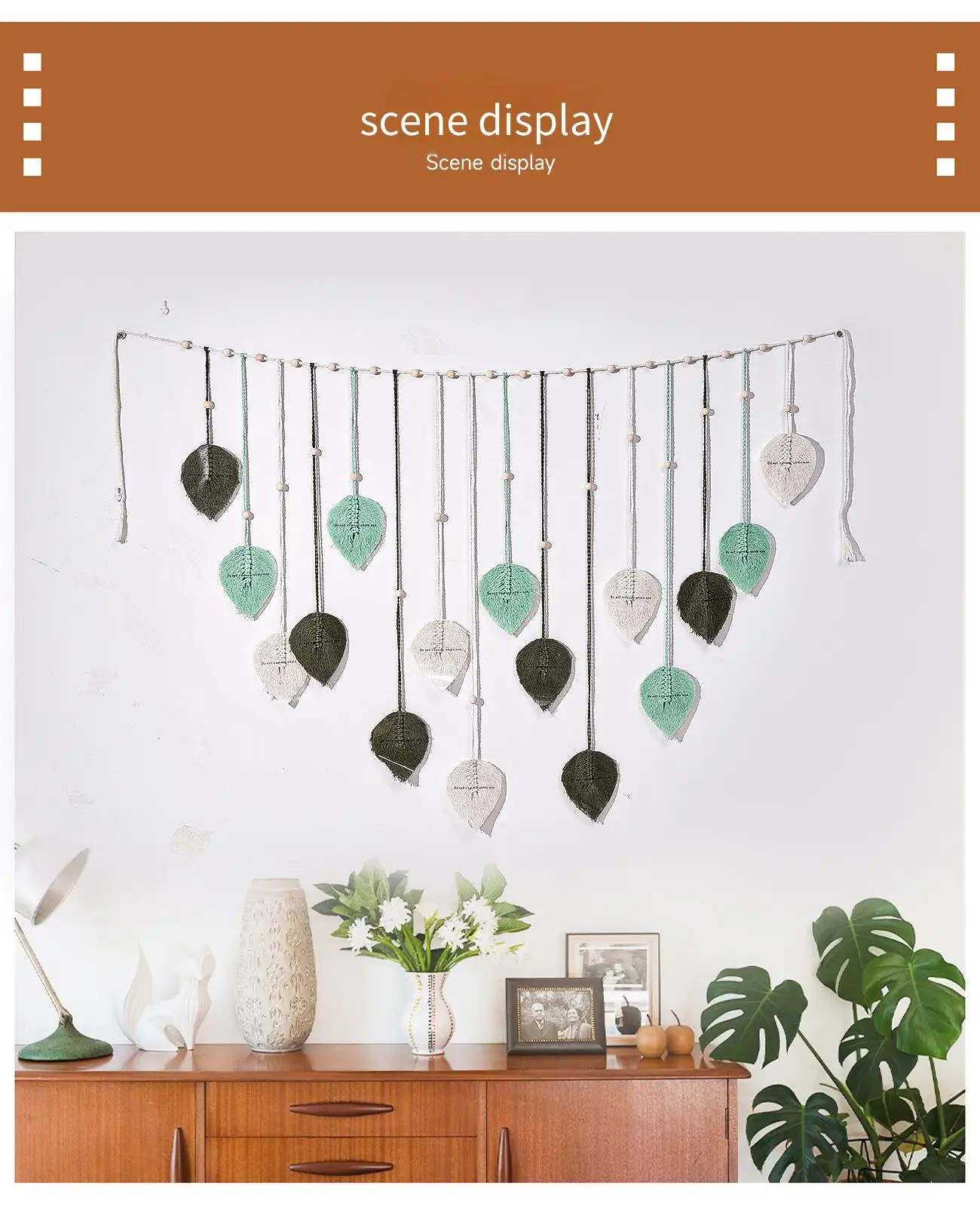 Hand Woven Photo Display Leaf Tapestry - Boho Wall Background 5 Sc48fcf36e06545bba613828e373c2bd6a
