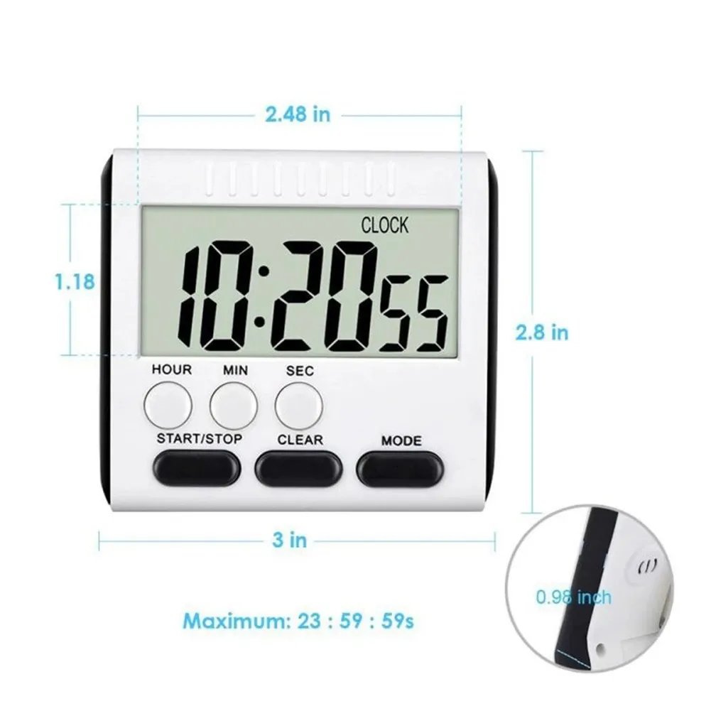 Digital Screen Kitchen Timer Large Display Digital Timer Square Cooking Count Up Countdown Alarm Clock Sleep Stopwatch Clock
Digital Screen Kitchen Timer Large Display Digital Timer Square Cooking Count Up Countdown Alarm Clock Sleep Stopwatch Clock