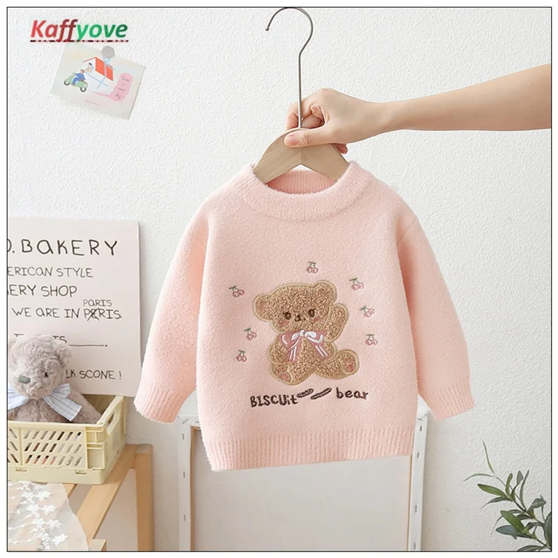 

Kids Sweater Spring Autumn Cartoon Bear Mink Velvet Children 1-5 Year Birthday New Year Think Baby Pullover Infantil Girl Tops