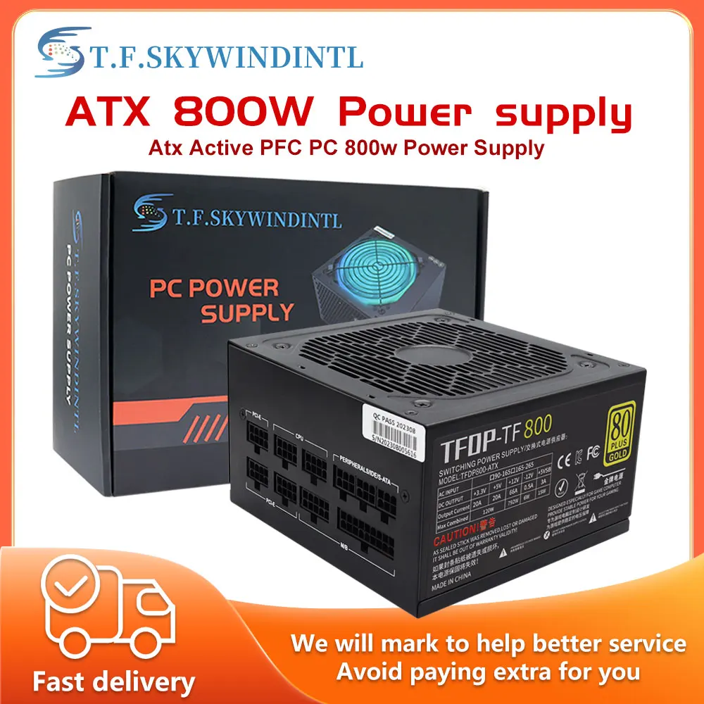 

NEW 800W PC PSU Power Supply Gaming Quiet 12V NO RGB ATX Desktop computer Power Supply for Large-scale game BTC ETH