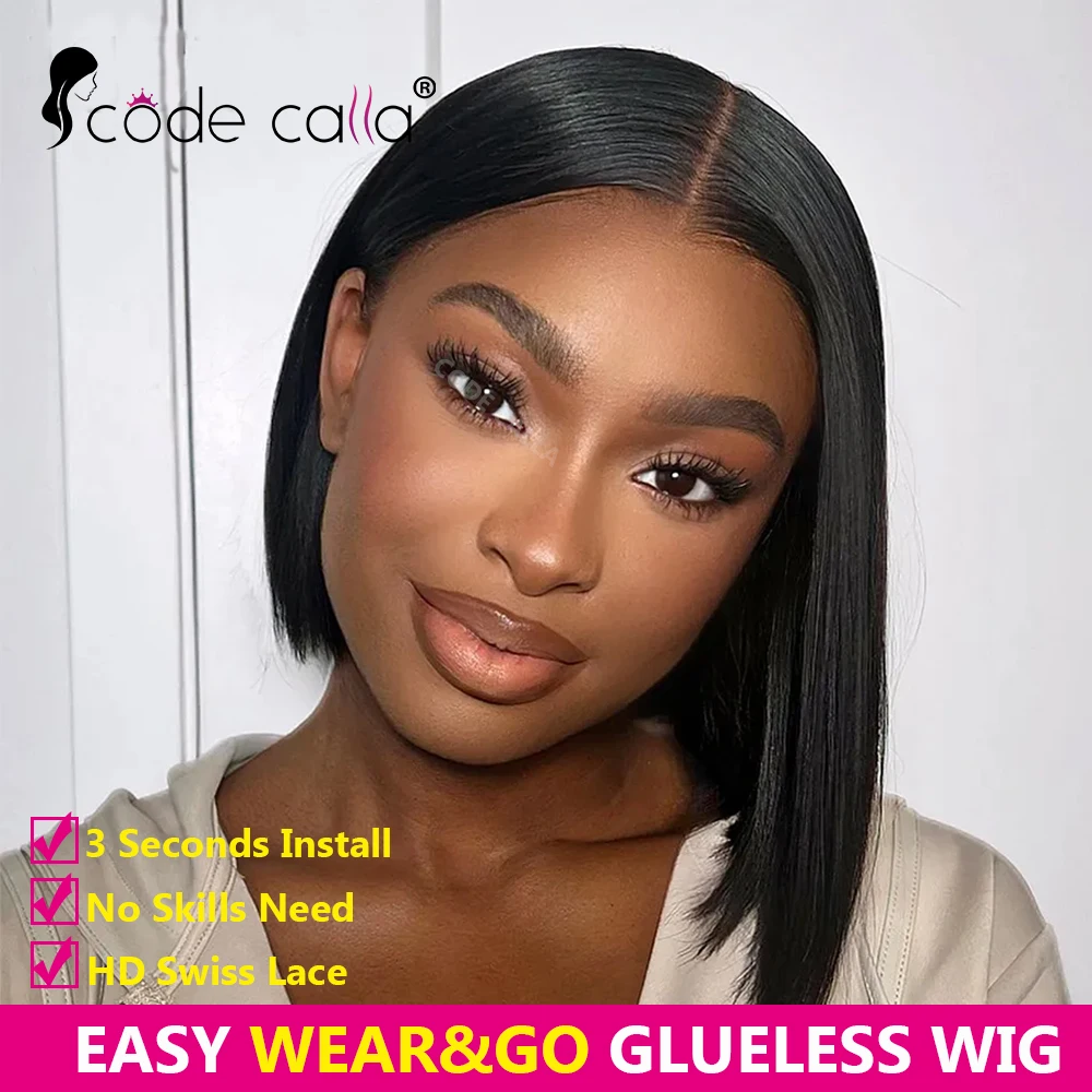 

Glueless Wig Human Hair Ready To Wear Wig Straight Glueless Preplucked Wear And Go Wigs 4X4 HD Lace Front Wigs PreCut Lace Wigs