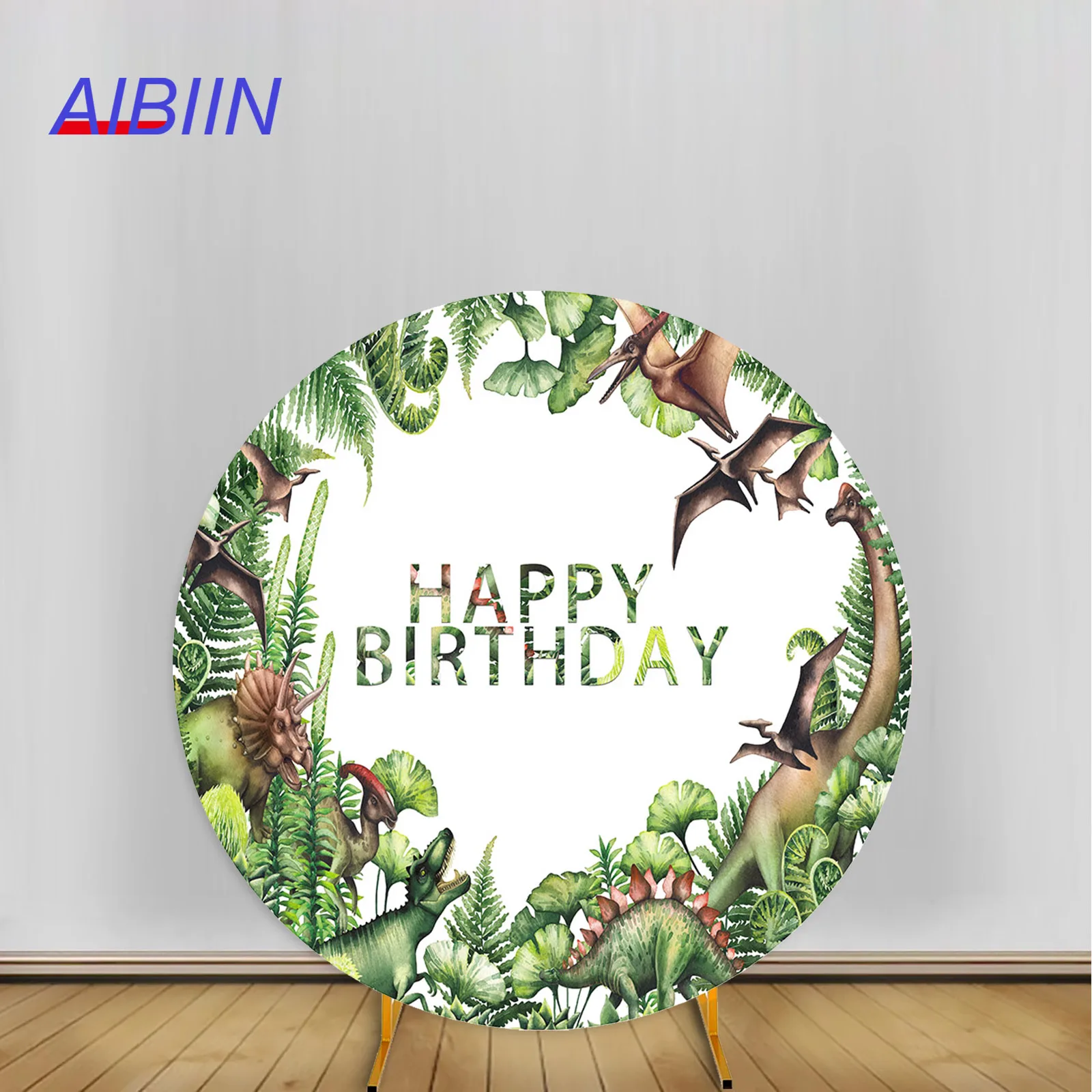 

AIBIIN Round Arch Backdrop Cover Forest Dinosaur Baby Birthday Party Decor Cake Table Banner Photography Background Photozone
