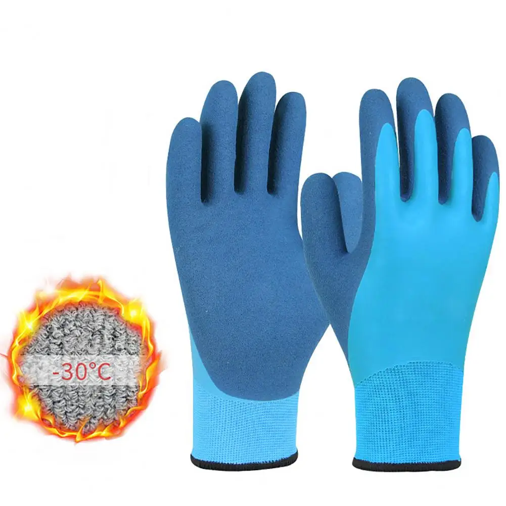 

1 пара зимние рабочие перчатки, теплые перчатки с плюшевой подкладкой и матовым покрытием, водонепроницаемые перчатки с защитой рук для домашних работ, садоводства, латексные перчатки