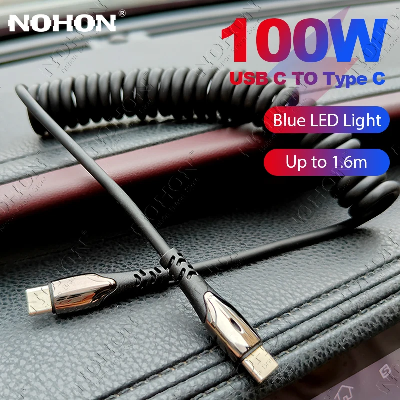 NOHON LED 100W Spring USB C to Type C Cable 5A Fast Charging Chager C-Type Cord for iPhone 15 iPad Samsung S23
NOHON LED 100W Spring USB C to Type C Cable 5A Fast Charging Chager C-Type Cord for iPhone 15 iPad Samsung S23