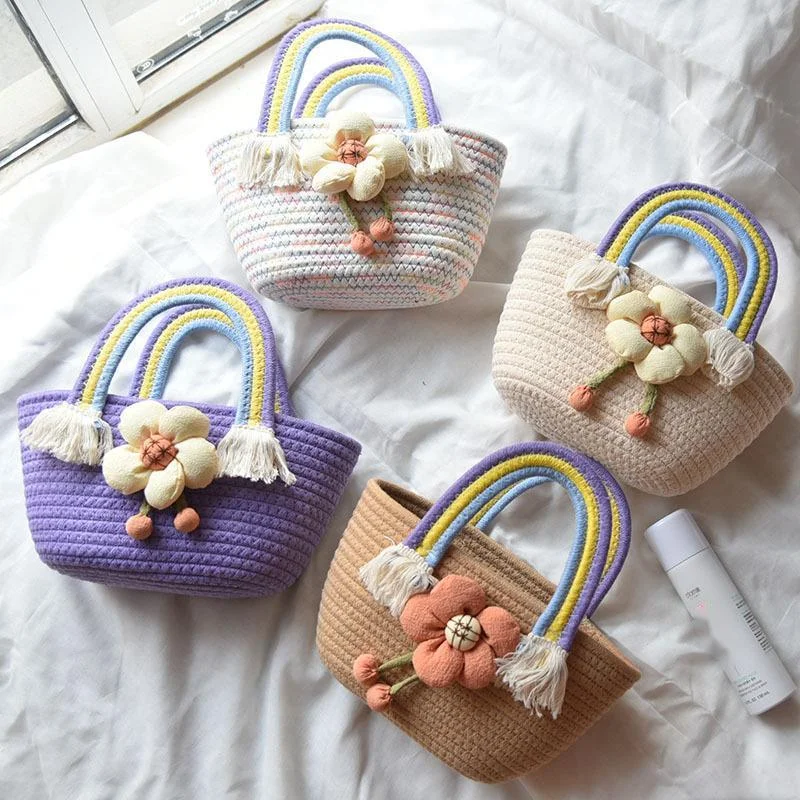 Summer Handmade Bags For Women Beach Weaving Ladies Leisure Bag Handle Handbags Lovely Flowers Rainbow Handles Knit Cotton Bales
Summer Handmade Bags For Women Beach Weaving Ladies Leisure Bag Handle Handbags Lovely Flowers Rainbow Handles Knit Cotton Bales