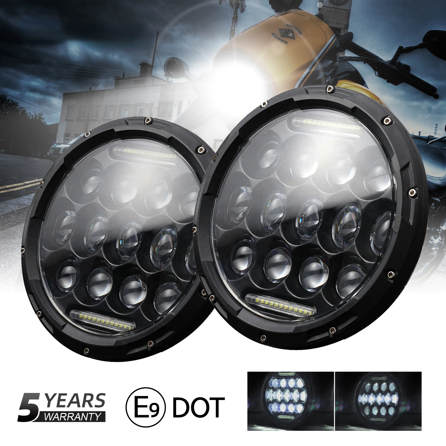 7"Inch Black Halo Angel Eyes LED Headlight For Harley Sportster 1200 883 Street 500 750 5-3/4" Projector Round Headlamp
7"Inch Black Halo Angel Eyes LED Headlight For Harley Sportster 1200 883 Street 500 750 5-3/4" Projector Round Headlamp