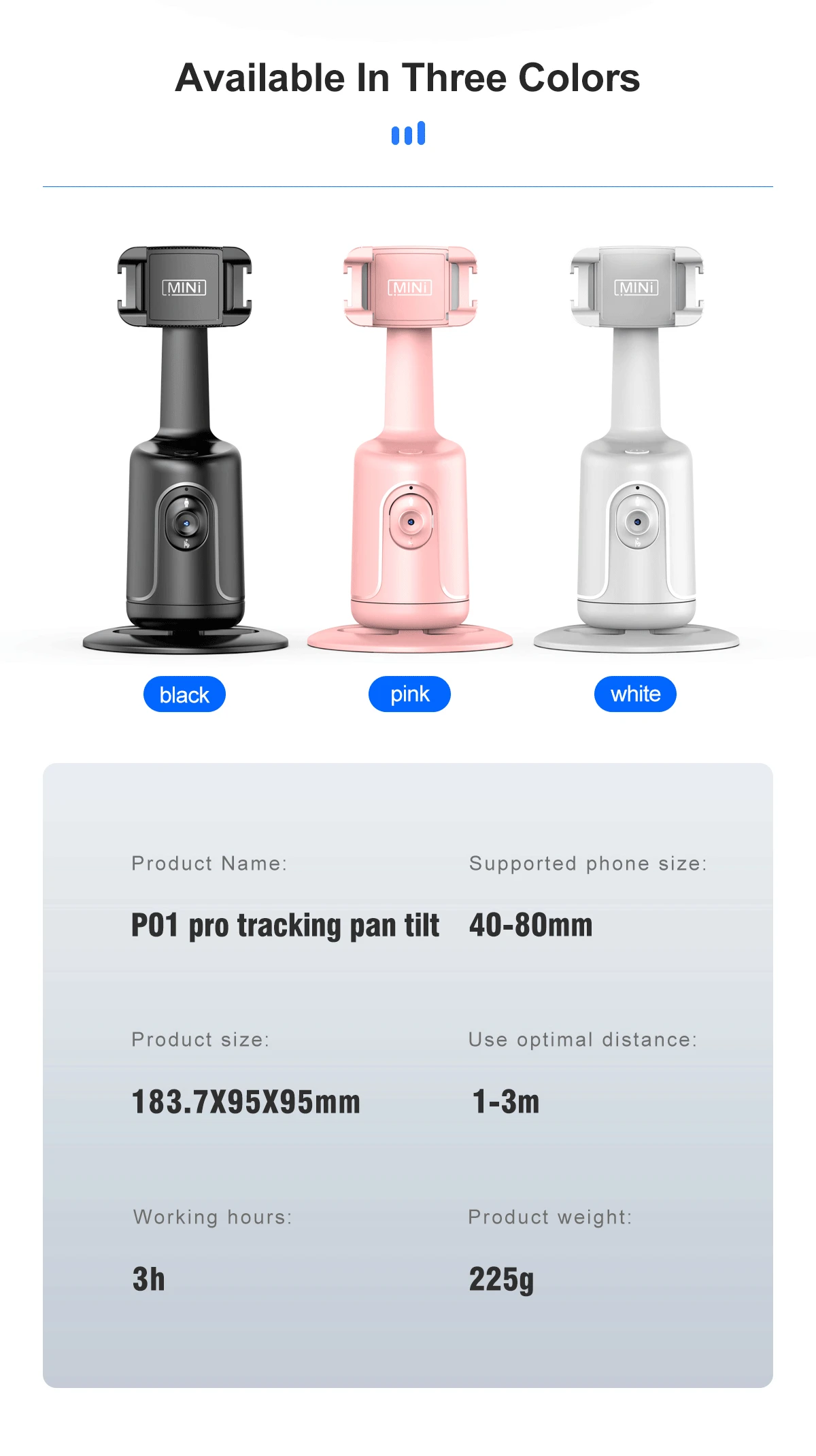 Selfieshow P01 pro Cold Shoe Interface 360Rotation Auto Face Tracking Desktop Gimbal Mobile Phone Stabilizer for Smartphone Live 7 Selfieshow P01 Pro packaging and accessories included in the box