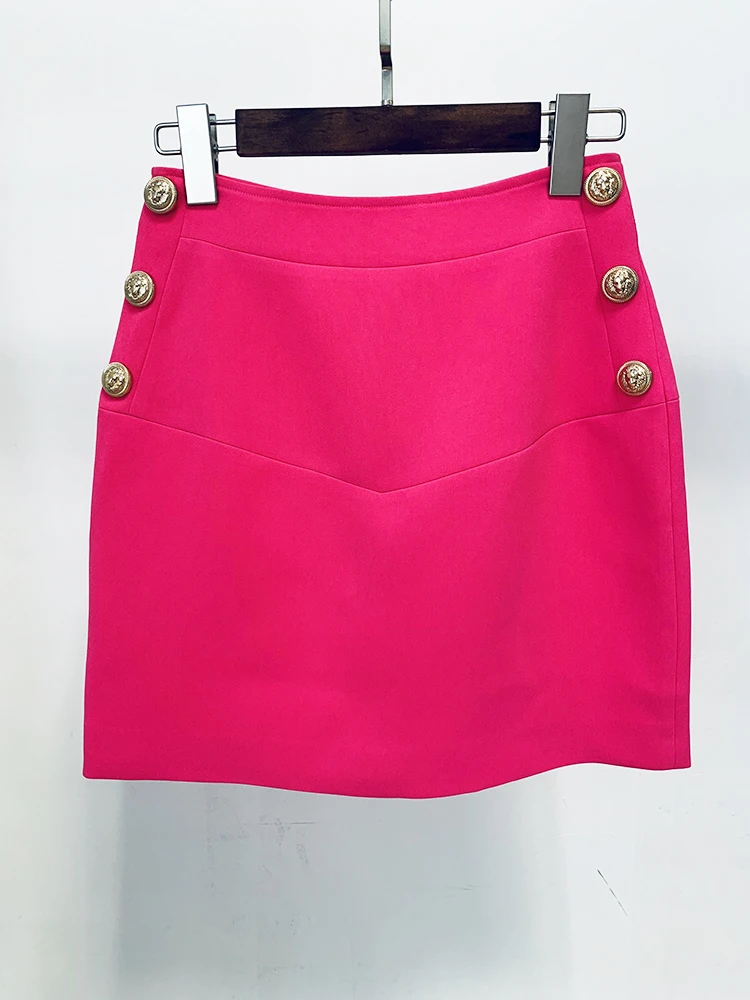HIGH STREET New Fashion 2023 Designer Women Metal Lion Buttons Mini Skirt Hot Pink
HIGH STREET New Fashion 2023 Designer Women Metal Lion Buttons Mini Skirt Hot Pink