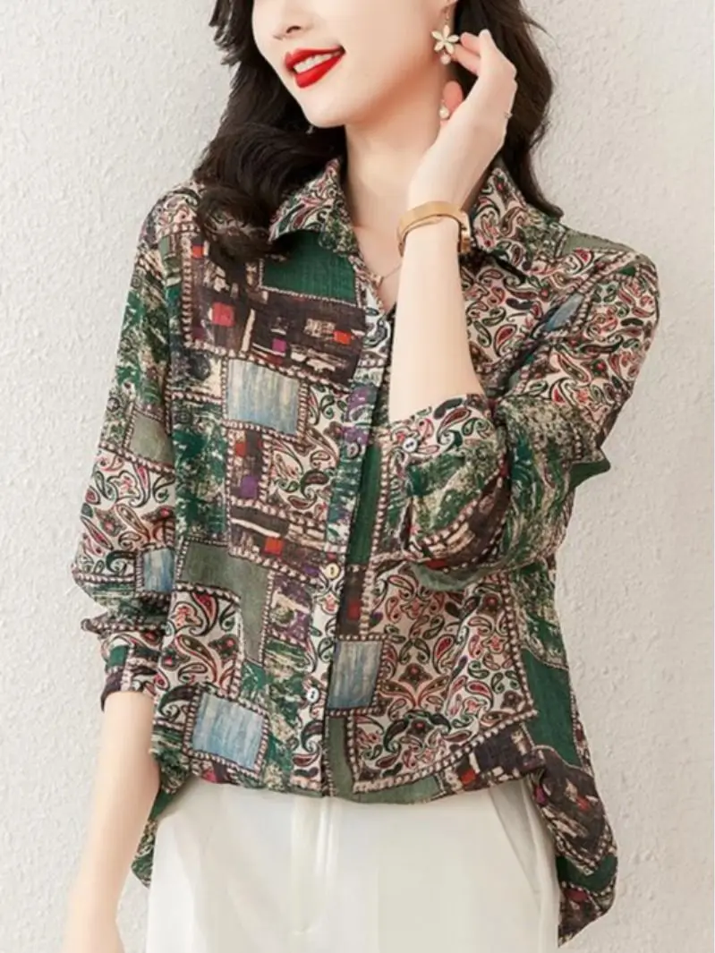 Women's 2023 Spring And Summer New Printed Cotton Shirt Top Loose Long Sleeve Single Breasted Vintage Turn-down Collar Blouses
Women's 2023 Spring And Summer New Printed Cotton Shirt Top Loose Long Sleeve Single Breasted Vintage Turn-down Collar Blouses