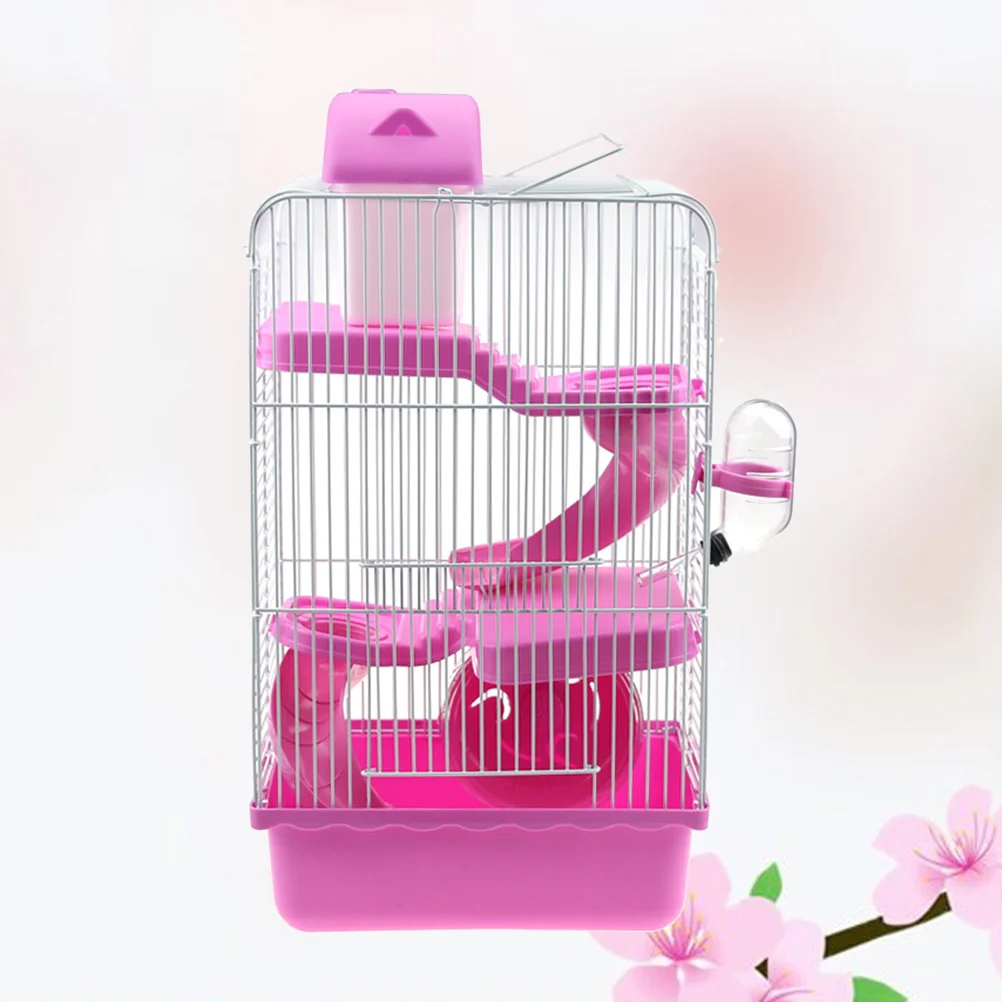 

Three Layers Hamster Cage Includes Water Bottle Exercise Wheel Dish Hamster Hide- Out Small House for Pets Chinchilla Hamster