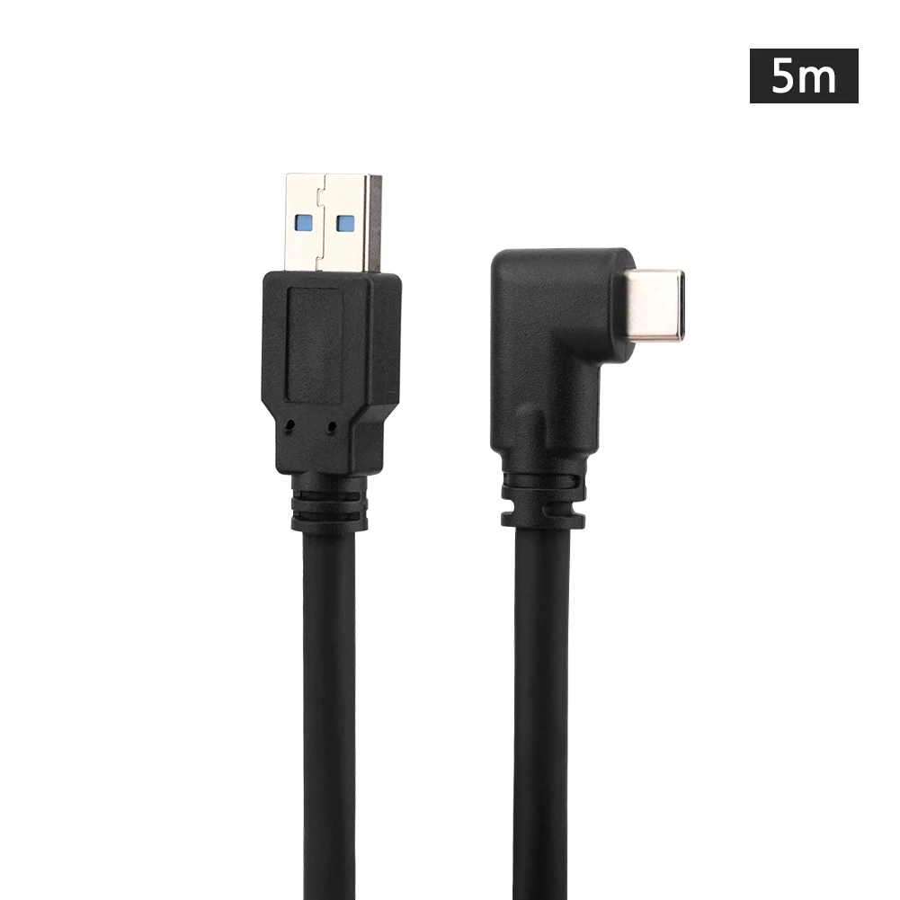 

Кабель передачи данных виртуальной реальности USB C, 16 футов, 5 Гбит/с, USB3.2, ПК, кабель гарнитуры виртуальной реальности под прямым углом Gen1 для Oculus Quest 2