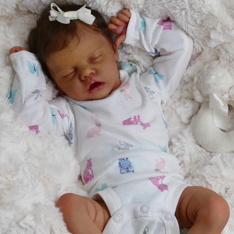 49CM Bebe Doll Reborn Sleeping with Dark Brown SKin Color Hand Rooted Eyelash Collectible Art Doll Christmas Gift
49CM Bebe Doll Reborn Sleeping with Dark Brown SKin Color Hand Rooted Eyelash Collectible Art Doll Christmas Gift