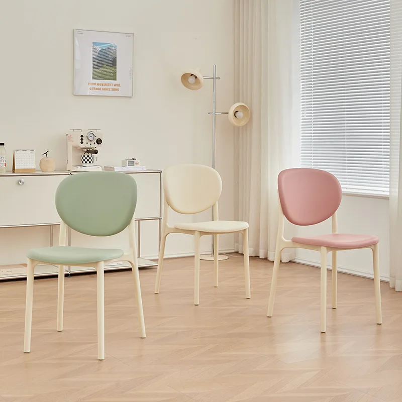 

Nordic Dining Chairs, Household Cream Style Plastic Chairs, Backrest Chairs, Thickened Simple Modern Milk Tea Shop Chairs