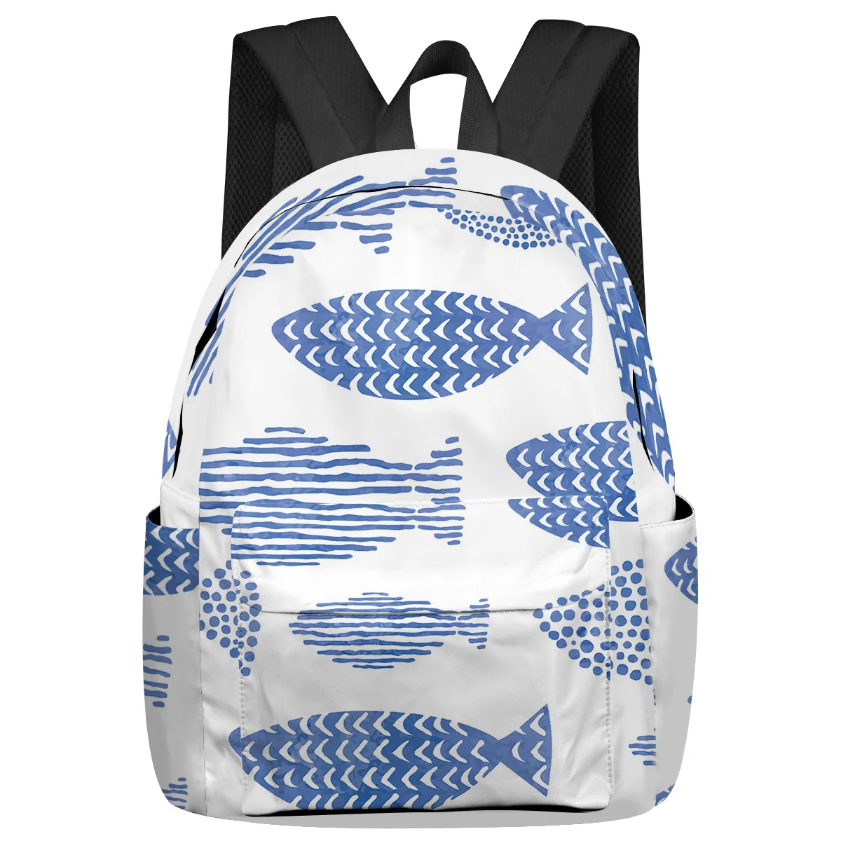 

Милый большой вместительный рюкзак с маленькой рыбкой синего цвета с мультипликационным морским принтом, мужские сумки для ноутбука, школьные ранцы для подростков и студенток колледжа, Mochila