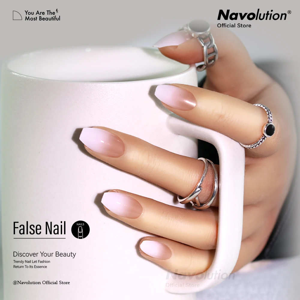 

Navolution 24Pcs/Set DIY Manicure Wearable Fake Nails press on Detachable Finished Fingernails Ballet Square Head Almond Short