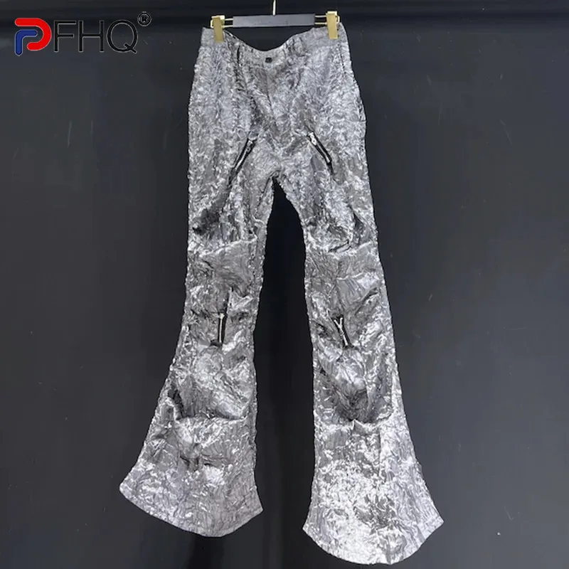 

PFHQ Men's Textured Pants Heavy Industry Wide Leg Flared Haute Quality Plicated Design Handsome Spring Outdoor Trousers 21Z4282