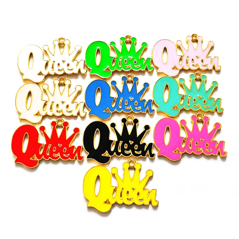 10 шт. Подвески с надписью «Queen» для ожерелья, браслета, брелока, аксессуары для изготовления ювелирных изделий, оптовая продажа