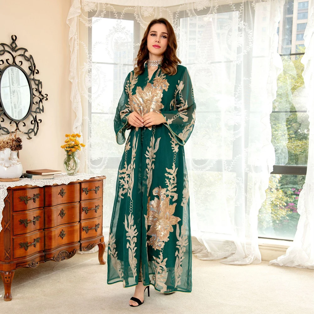 Maxi Dress Golden Sequins Embroidery Green White Abaya Woman Muslim Female Jalabiya Arabic Elegant Clothing Long Sleeves 192 Mallzona Sc4aa8574dae8415d9223fbc86b2f32dfP Maxi Dress Golden Sequins Embroidery Green White Abaya Woman Muslim Female Jalabiya Arabic Elegant Clothing Long Sleeves Mallzona