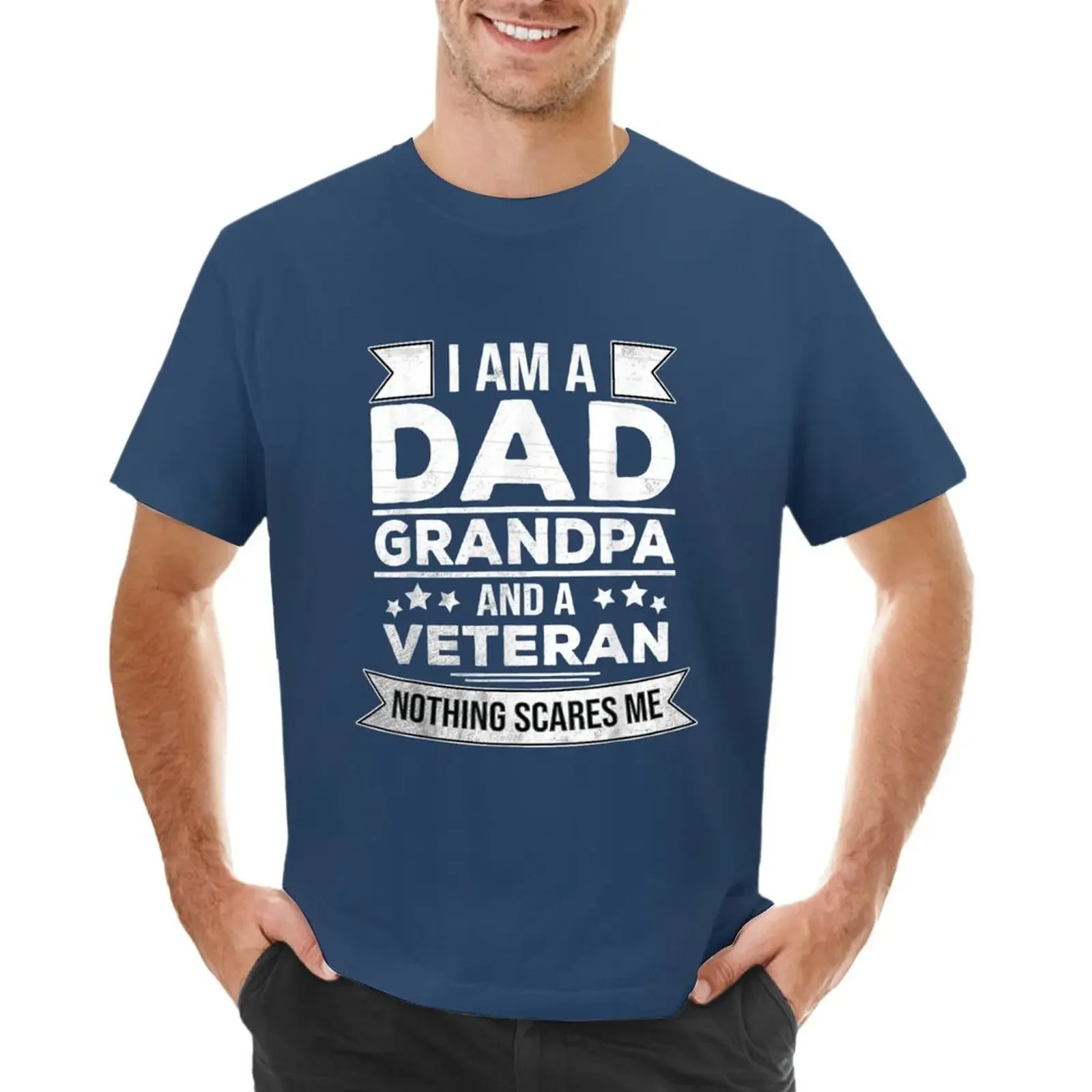 

Mens Gifts for Veterans / Fathers: I Am A Dad Grandpa and Veteran T-shirt quick-drying kawaii clothes heavyweights mens clothing