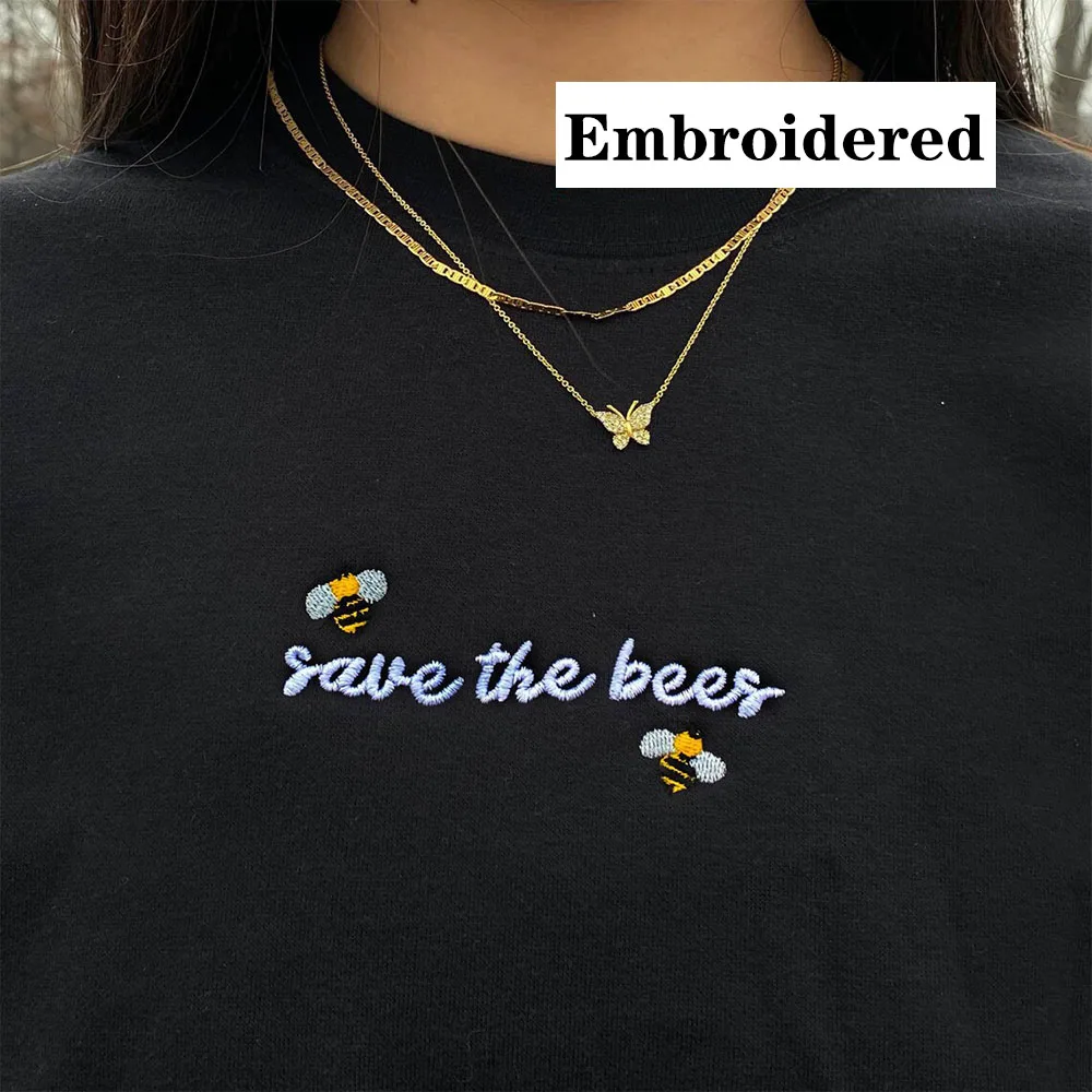 Autumn Cute Bees Embroidered Black Crewneck Sweatshirts Women Long Sleeve Loose Crewneck Cotton Thick Fleece Warm Pullover 
Autumn Cute Bees Embroidered Black Crewneck Sweatshirts Women Long Sleeve Loose Crewneck Cotton Thick Fleece Warm Pullover