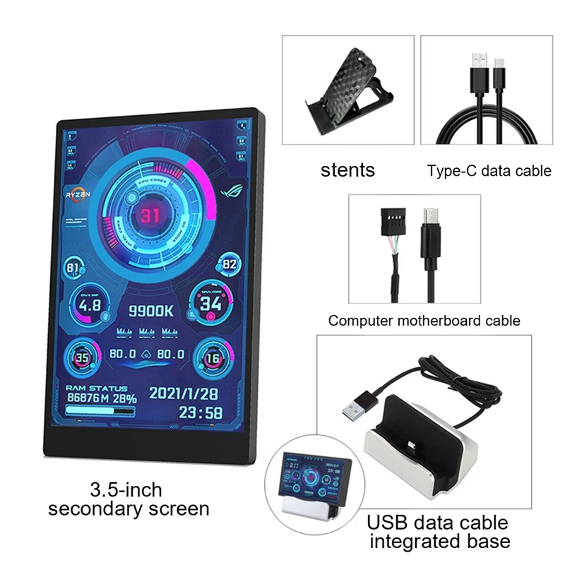 1 Set 3.5 Inch IPS Computer Small Secondary Screen USB Chassis Secondary Screen AIDA64
1 Set 3.5 Inch IPS Computer Small Secondary Screen USB Chassis Secondary Screen AIDA64