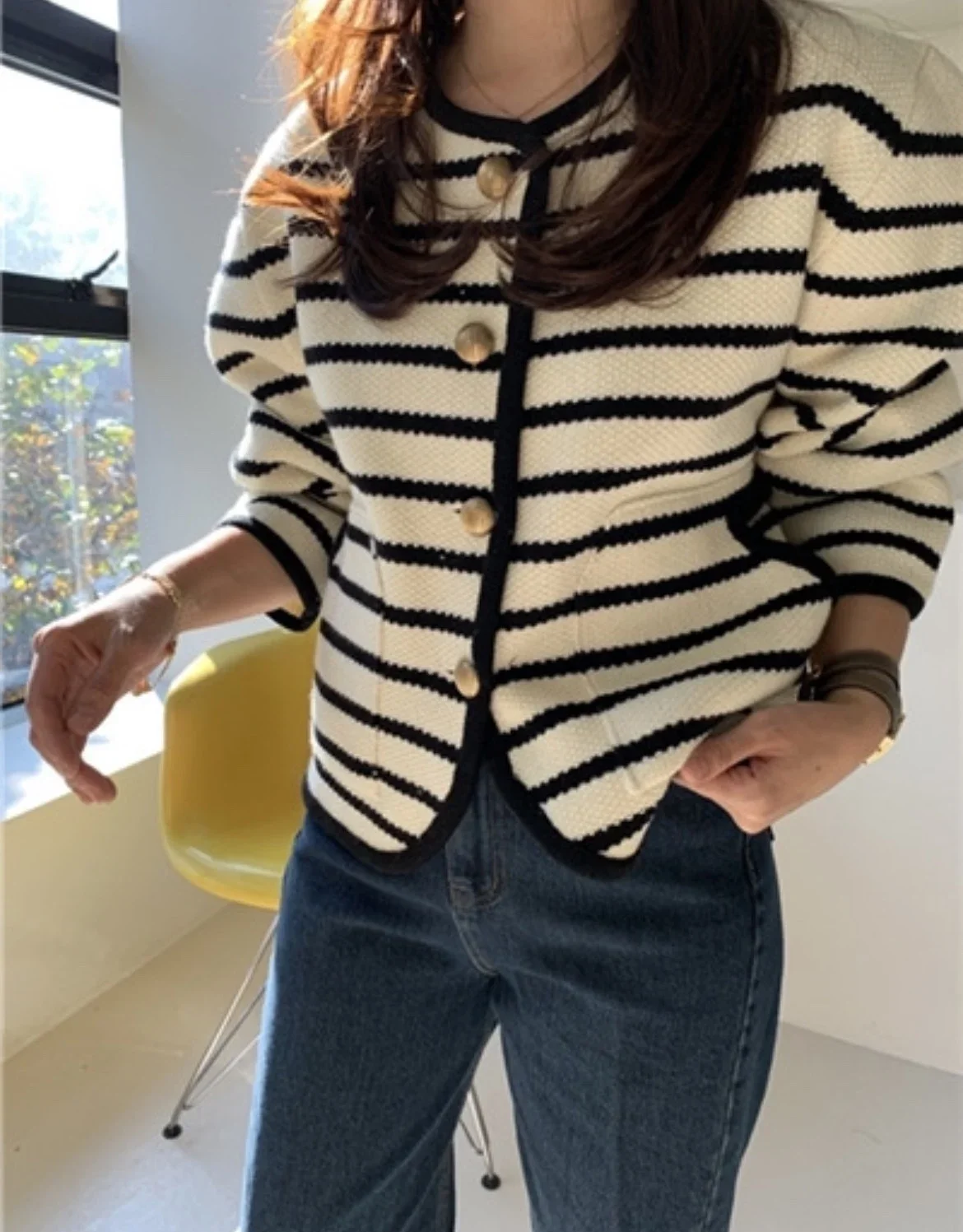 Korean Knitted Cardigans O-Neck Women Striped Sweaters Cardigan Single Breasted Panelled Coat Autumn Office Lady New
Korean Knitted Cardigans O-Neck Women Striped Sweaters Cardigan Single Breasted Panelled Coat Autumn Office Lady New