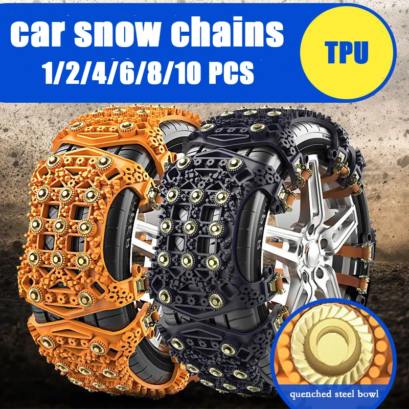 

4/6/8 Pcs Car Tire Chain Jack-Free Installation Anti-Skid Device Snow Escape Chain for Off-Road Vehicle Sedan Suv