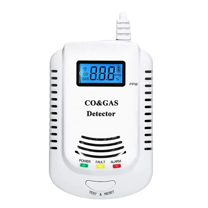 

US Plug,Carbon Monoxide Detector,Gas Leak Warning Siren,Gas Sensor Methane,Propane,CO Alarm Durable White