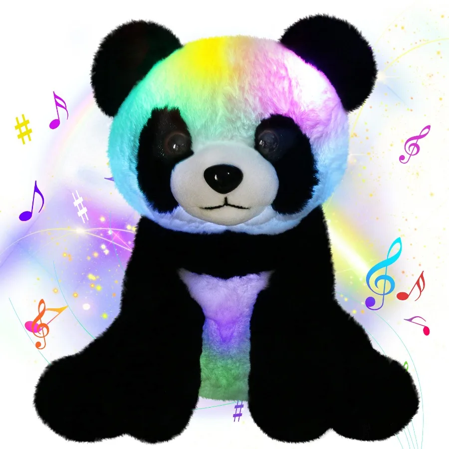 

25cm Soft Cute Panda Plush Toy LED Light Musical Throw Pillows Glowing Birthday Gift Stuffed Animals for Girls Luminous Toy