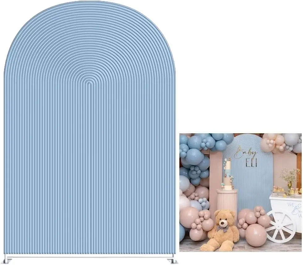 

Синие волнистые изогнутые тканевые чехлы для вечеринок тянущиеся изогнутые подставки Чехлы для фона с аркой HP-446
