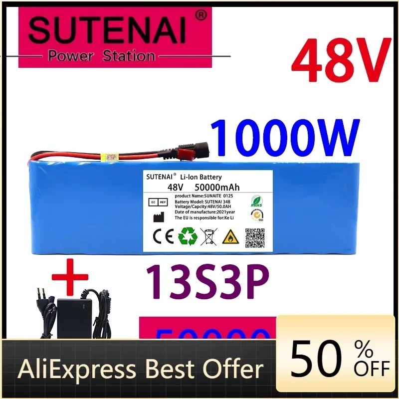 48v50ah 1000W 13s3p 48V 18650 Li ion battery pack for 54.6V E-bike scooter with BMS + 54.6V CHARGER + backup battery
48v50ah 1000W 13s3p 48V 18650 Li ion battery pack for 54.6V E-bike scooter with BMS + 54.6V CHARGER + backup battery