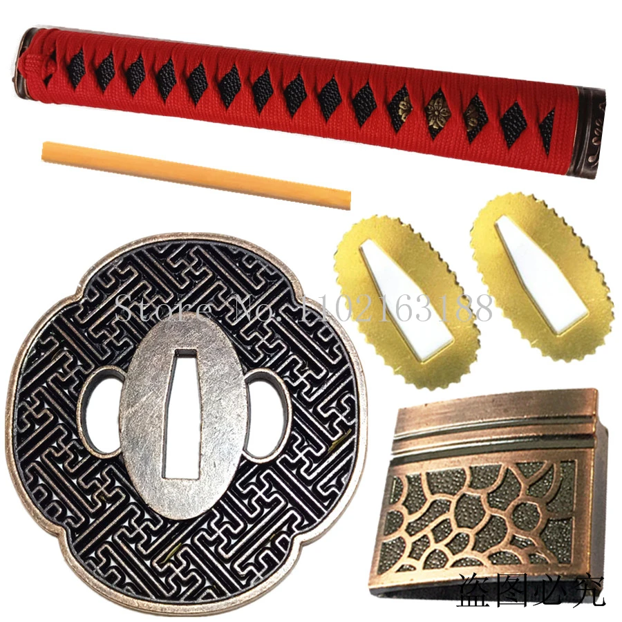 

Japan A Set Tsuba+Menuki+Fuchi+Kashira+Handle+Habaki+Seppa For Japanese Samurai Sword Katana/Wakizashi/Tanto Guard Fittings