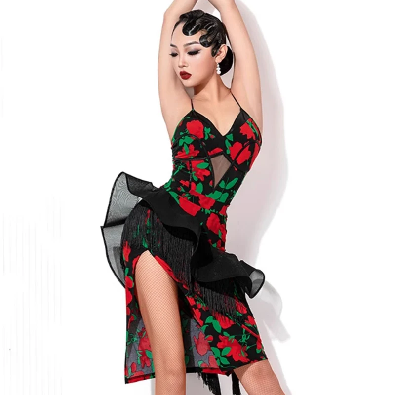 

2024 Women Latin Dance Competition Clothing Sexy Backless Tops Fishbone Skirt Suit Chacha Rumba Tango Dress Latin Wear DN17706
