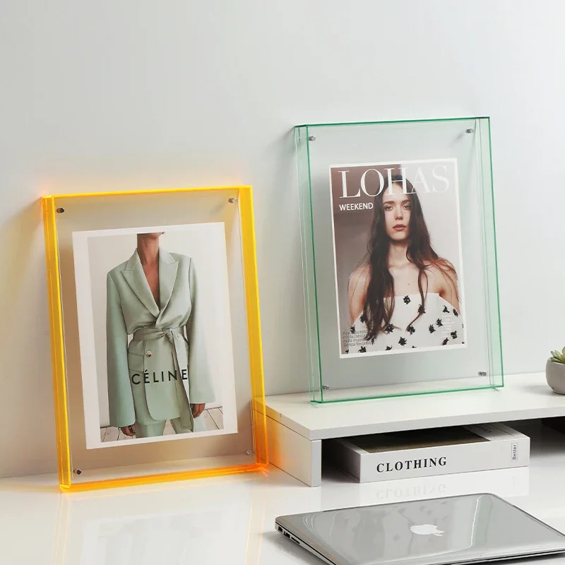 

Plastic Rectangle Hollow Picture Frames Acrylic Photo Frame Square Two Side Case Transparent Acrylic Framework Home Decoratio