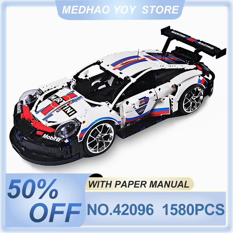 

New MOC High Technical Super SportsCar Compatible 42096 Car Model With Sticker Building Blocks Bricks Puzzle Toy For Boy Gifts