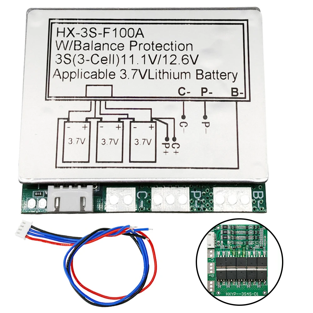 Защитная плата PCB BMS 3S 12 в 100 А для литиевой батареи, модуль защиты заряда для литиевой батареи, защитная плата, электроинструменты
Защитная плата PCB BMS 3S 12 в 100 А для литиевой батареи, модуль защиты заряда для литиевой батареи, защитная плата, электроинструменты