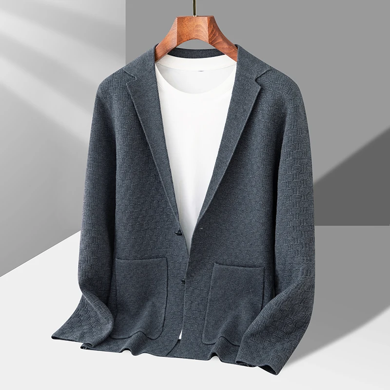 

Top Grade Men's Cardigan Sweater 2024 New Arrivals Spring Autumn Men Business Casual Solid Color Knitted Bottom Cardigan Coats